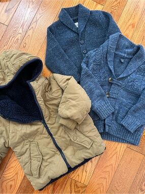 18-24M Zara Kids Quilted Hooded Jacket & Baby Gap Sweater bundle